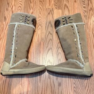Tory Burch tall beige suede boots size 8